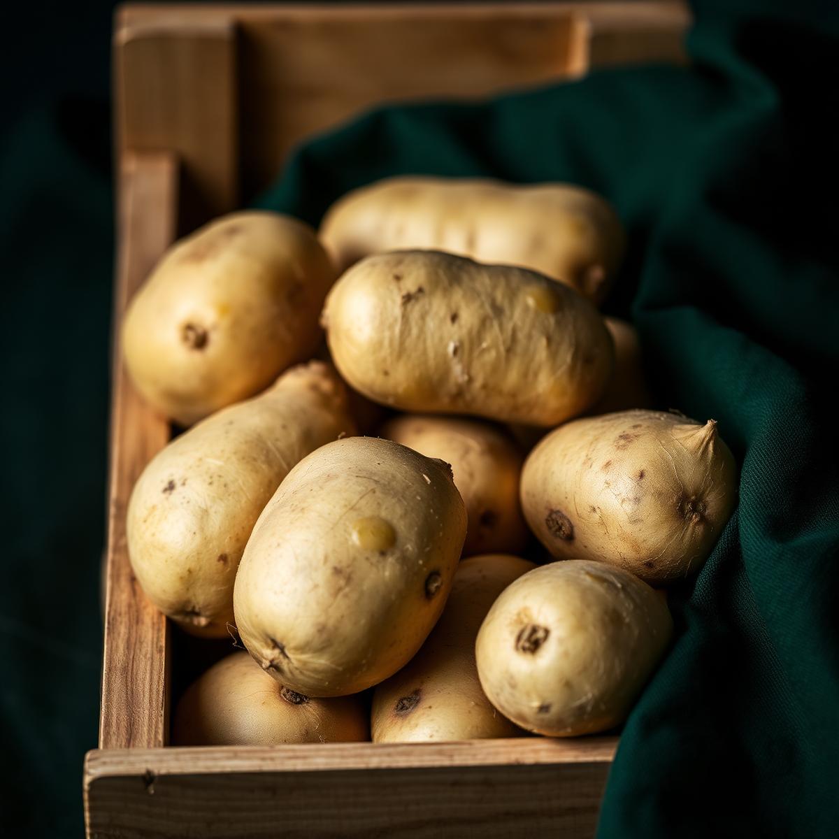 Close-up of freshly graded ware potatoes